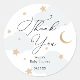Over het Baby shower van de maan Classic Round Sti Ronde Sticker