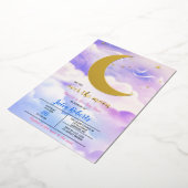 Over het Baby shower van de maan Folie Uitnodiging (Gedraaid)