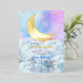 Over het Baby shower van de maan Folie Uitnodiging (Staand Voorkant)