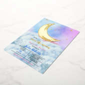 Over het Baby shower van de maan Folie Uitnodiging (Gedraaid)