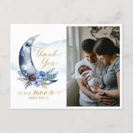 Over het Baby shower van de maan Foto Dank u Brief Briefkaart