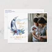 Over het Baby shower van de maan Foto Dank u Brief Briefkaart (Voorkant / Achterkant)