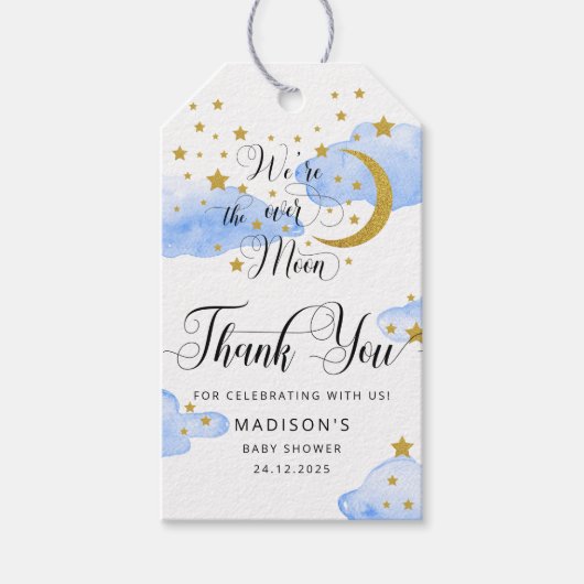 Over het Baby shower van de maan Gift Labels Cadeaulabel (Voorkant)