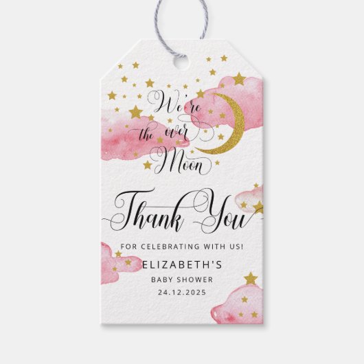 Over het Baby shower van de maan Gift Labels Cadeaulabel (Voorkant)