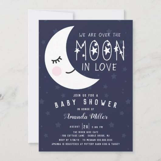 Over het Baby shower van de maan Kaart (Voorkant)