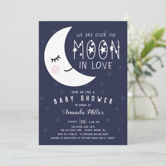 Over het Baby shower van de maan Kaart (Staand voorkant)
