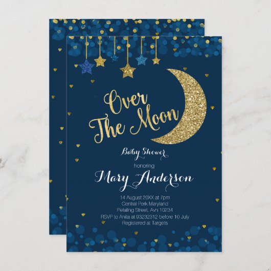 Over het Baby shower van de maan Kaart (Voorkant / Achterkant)