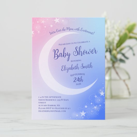 Over het Baby shower van de maan Kaart (Staand voorkant)