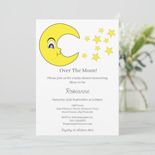 Over het Baby shower van de maan Kaart (Staand voorkant)