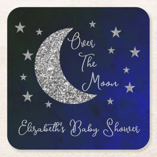 Over het Baby shower van de maan Kartonnen Onderzetters (Voorkant)
