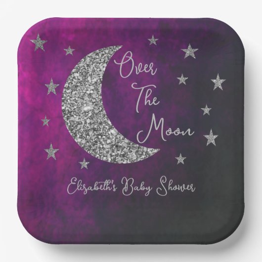 Over het Baby shower van de maan Papieren Bordje (Voorkant)