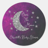 Over het Baby shower van de maan Ronde Sticker (Voorkant)