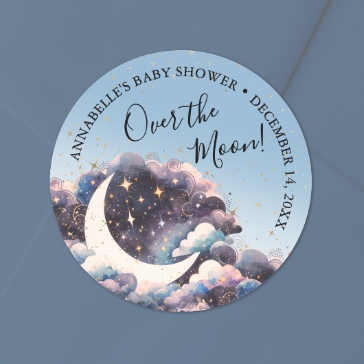 Over het Baby shower van de maan Ronde Sticker