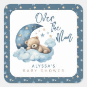 Over het Baby shower van de maan Vierkante Sticker (Voorkant)