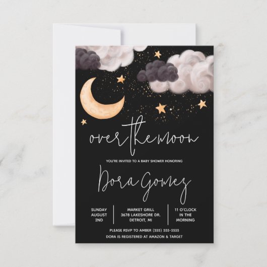 Over het Baby shower van de Mon Nighttime Sky Kaart (Voorkant)