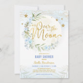Over het Baby shower van de Moon Blue Floral Green Kaart (Voorkant)