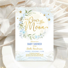 Over het Baby shower van de Moon Blue Floral Green