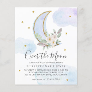 Over het Baby shower van de Moon Blue Gold Floral 