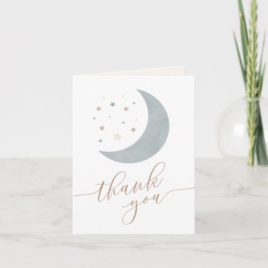 Over het Baby shower van de Moon Boy Hartelijk dan Bedankkaart (Voorkant)