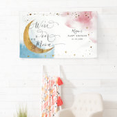 Over het Baby shower van de Moon droomblauw en roz Spandoek (Insitu)