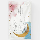 Over het Baby shower van de Moon droomblauw en roz Spandoek (Verticaal)