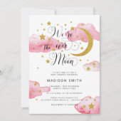 Over het Baby shower van de Moon Droy Gold Girl Kaart (Voorkant)