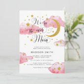 Over het Baby shower van de Moon Droy Gold Girl Kaart (Staand voorkant)