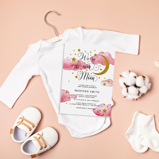 Over het Baby shower van de Moon Droy Gold Girl Kaart