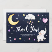 Over het Baby shower van de Moon Elephant Bedankkaart (Voorkant)