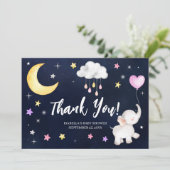 Over het Baby shower van de Moon Elephant Bedankkaart (Staand voorkant)