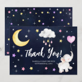 Over het Baby shower van de Moon Elephant Bedankkaart (Voorkant / Achterkant)