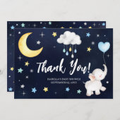Over het Baby shower van de Moon Elephant Bedankkaart (Voorkant / Achterkant)
