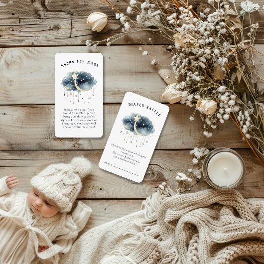 Over het Baby shower van de Moon Gold Stars Informatiekaartje