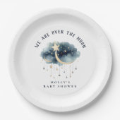 Over het Baby shower van de Moon Gold Stars Papieren Bordje (Voorkant)