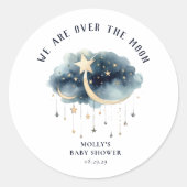 Over het Baby shower van de Moon Gold Stars Ronde Sticker (Voorkant)