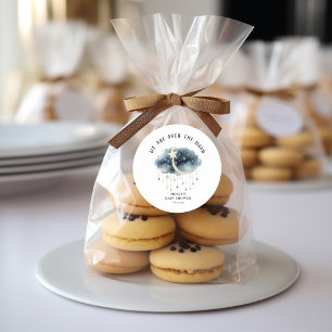 Over het Baby shower van de Moon Gold Stars Ronde Sticker