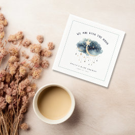 Over het Baby shower van de Moon Gold Stars Servet