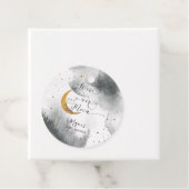 Over het Baby shower van de Moon Grey Sky Bedankjes Labels (In situ)