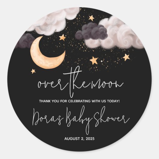 Over het Baby shower van de Moon Nighttime Sky Dan Ronde Sticker (Voorkant)
