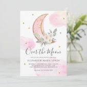 Over het Baby shower van de Moon Pink Gold Dreamwe Kaart (Staand voorkant)