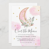 Over het Baby shower van de Moon Pink Gold Dreamwe Kaart (Voorkant / Achterkant)