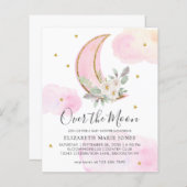 Over het Baby shower van de Moon Pink Gold Floral  (Voorkant / Achterkant)