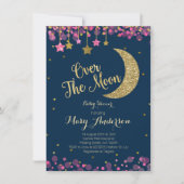 Over het Baby shower van de Moon-regenboog Kaart (Voorkant)