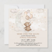 Over het Baby shower van de Moon Teddy Bear-ballon Kaart (Voorkant)