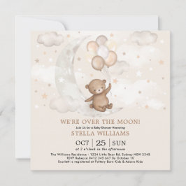 Over het Baby shower van de Moon Teddy Bear-ballon Kaart