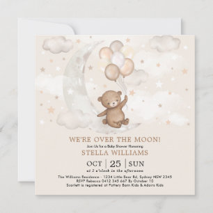 Over het Baby shower van de Moon Teddy Bear-ballon Kaart
