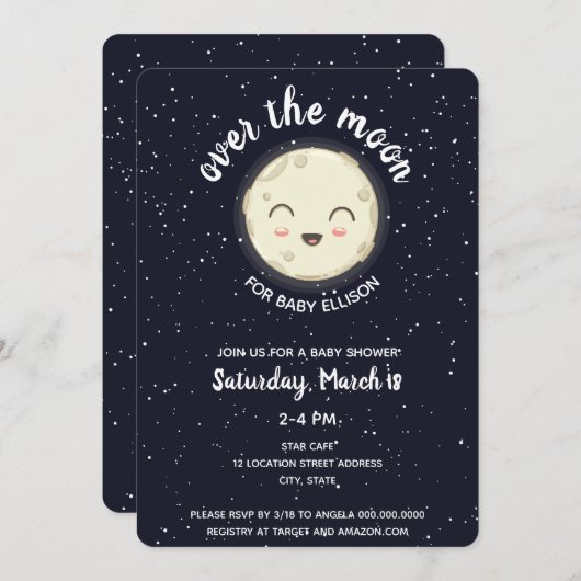 Over het Baby shower van de zeemacht van het Moon Kaart (Voorkant / Achterkant)