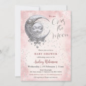 Over het Baby shower van het Moon Pink Girl Kaart (Voorkant)