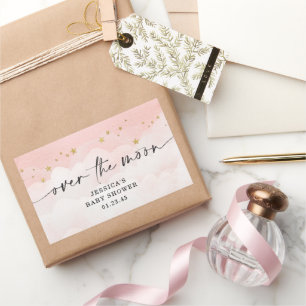 Over het Baby shower van het Moon Pink Girl Rechthoekige Sticker
