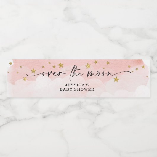 Over het Baby shower van het Moon Pink Girl Waterfles Etiket (Enkel label)